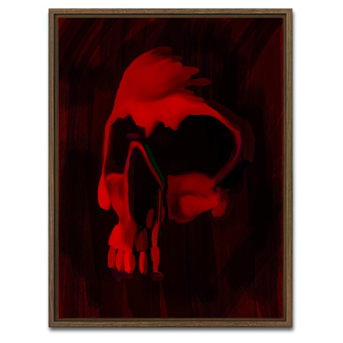AUTO-MOCKUP WHITE | Skull Painted Red | 1 Piece | Walnut Framed Canvas | group=3x4