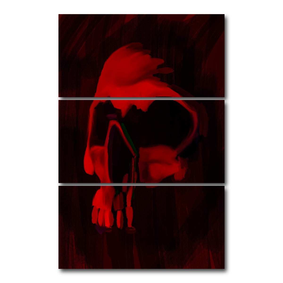 AUTO-MOCKUP WHITE | Skull Painted Red | 3 Piece | Gallery Wrap Canvas | group=12x24_stacked