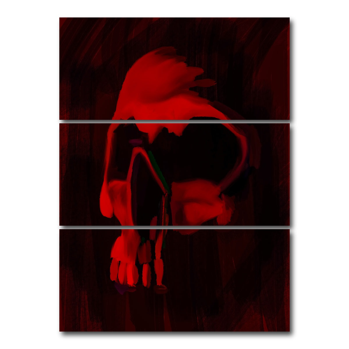 AUTO-MOCKUP WHITE | Skull Painted Red | 3 Piece | Gallery Wrap Canvas | group=8x18_stacked
