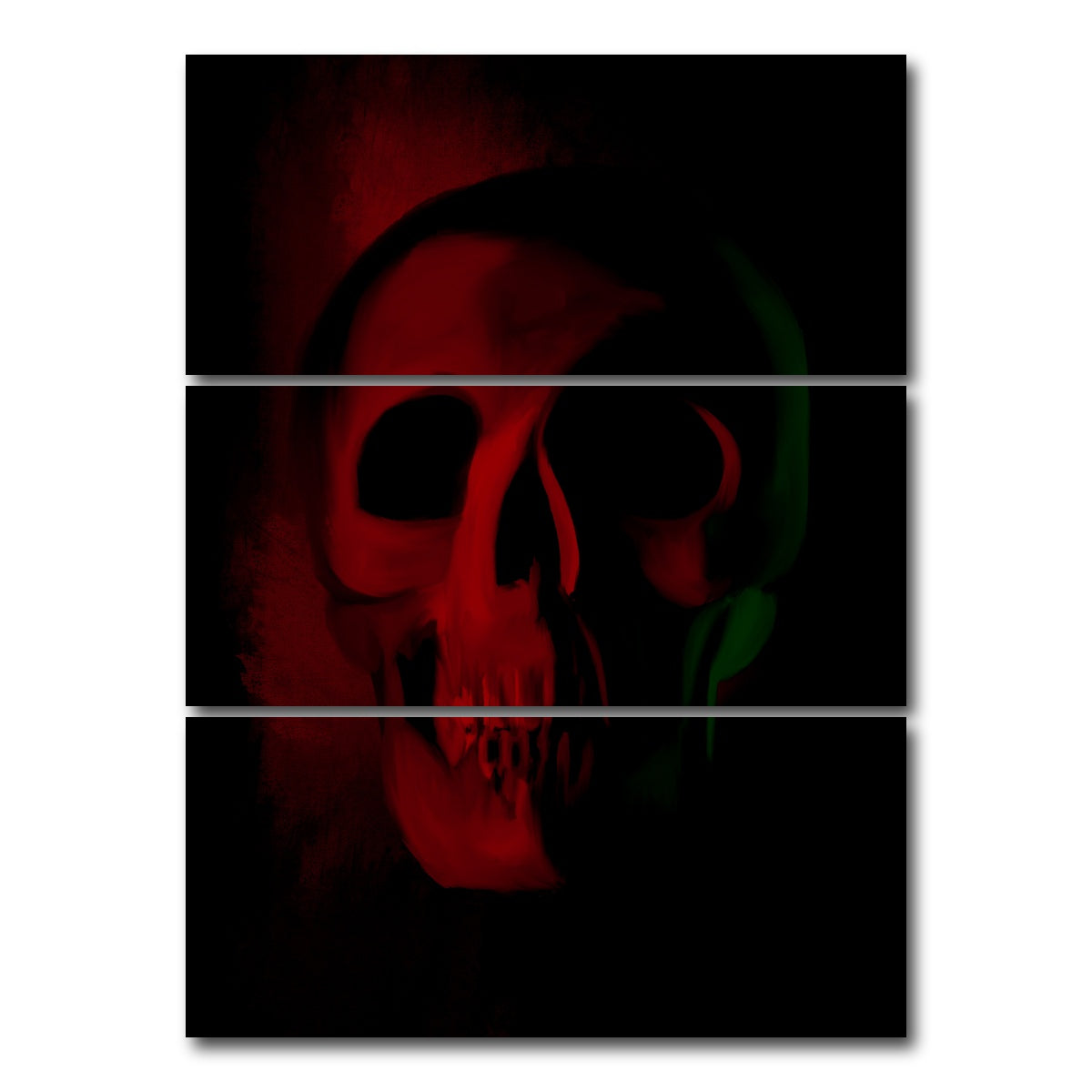 AUTO-MOCKUP WHITE | Skull Red Shade | 3 Piece | Gallery Wrap Canvas | group=8x18_stacked