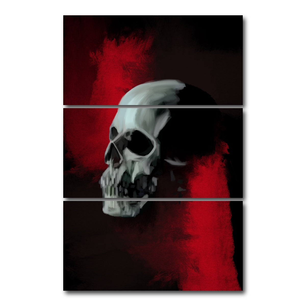 AUTO-MOCKUP WHITE | Skull Still Life | 3 Piece | Gallery Wrap Canvas | group=12x24_stacked