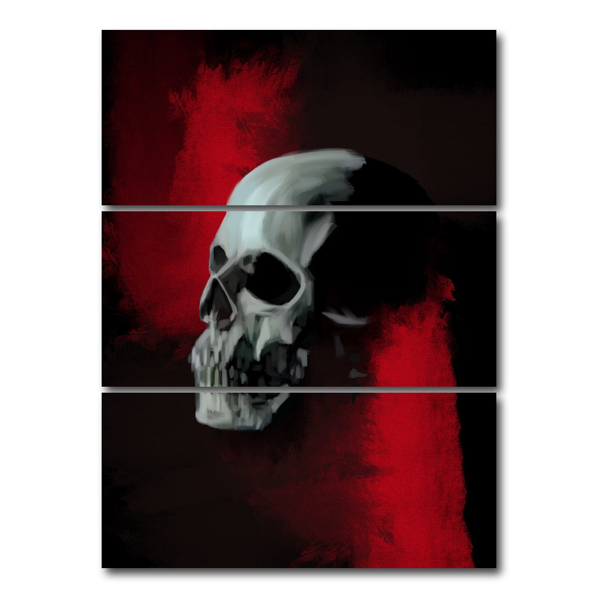 AUTO-MOCKUP WHITE | Skull Still Life | 3 Piece | Gallery Wrap Canvas | group=8x18_stacked