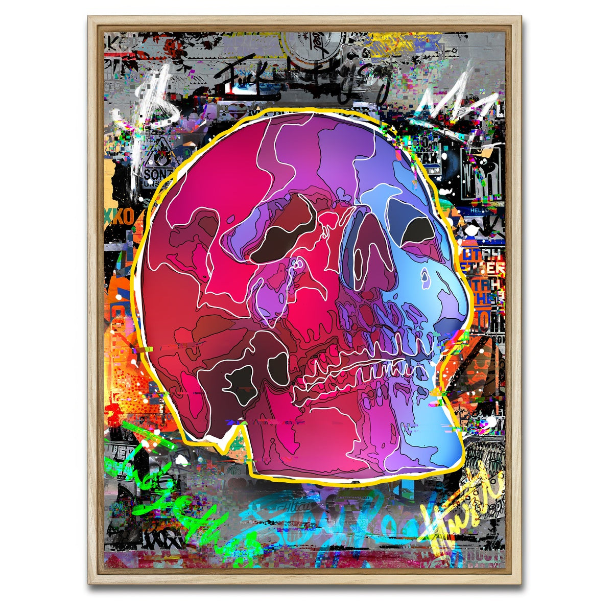 AUTO-MOCKUP WHITE | Skull design | 1 Piece | Natural Framed Canvas | group=3x4