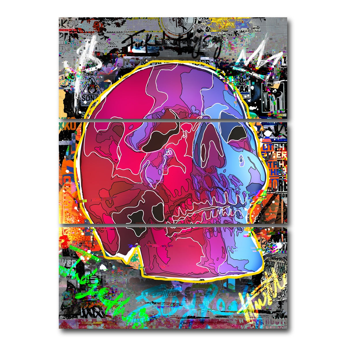 AUTO-MOCKUP WHITE | Skull design | 3 Piece | Gallery Wrap Canvas | group=8x18_stacked