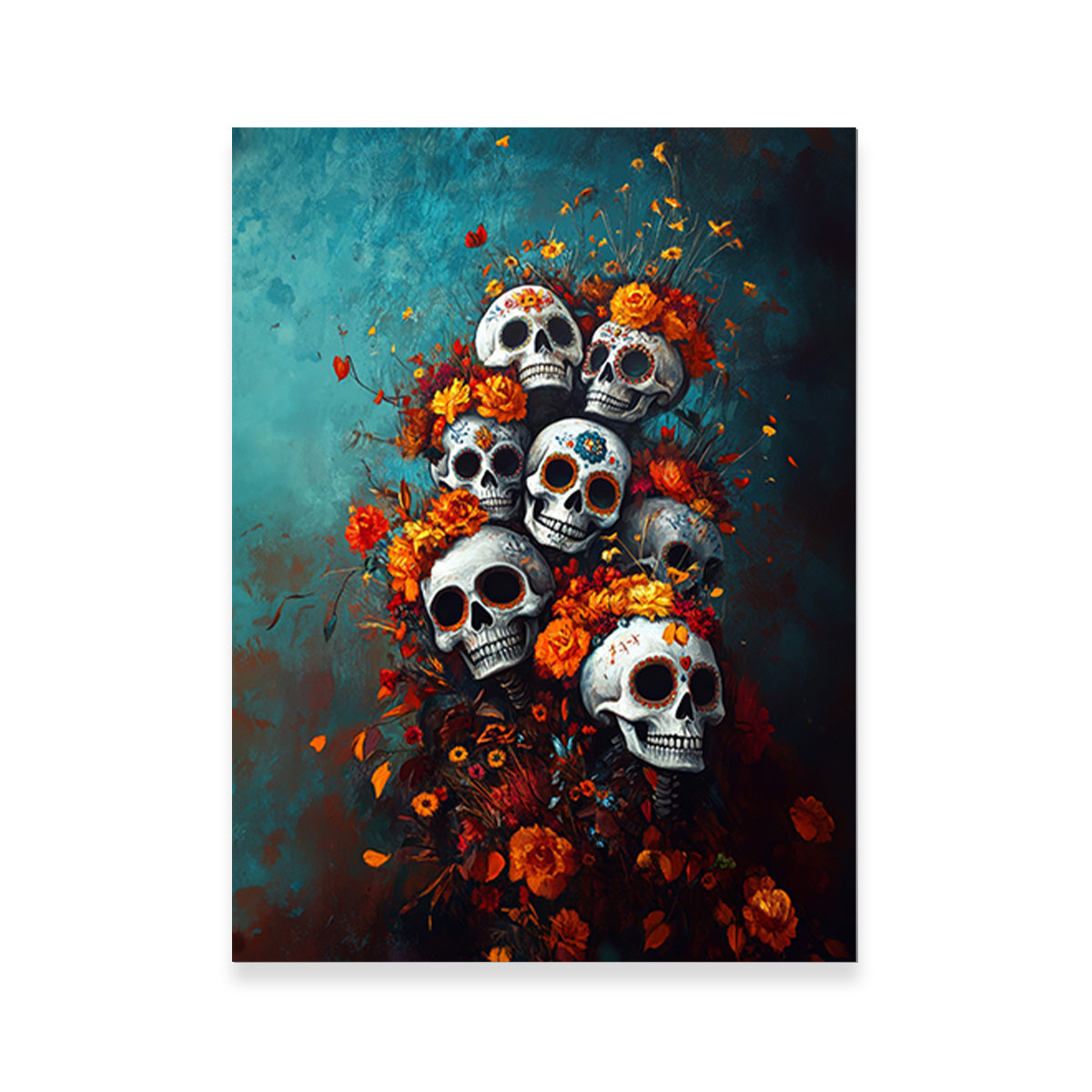 Skulls with Flowers Wall Art