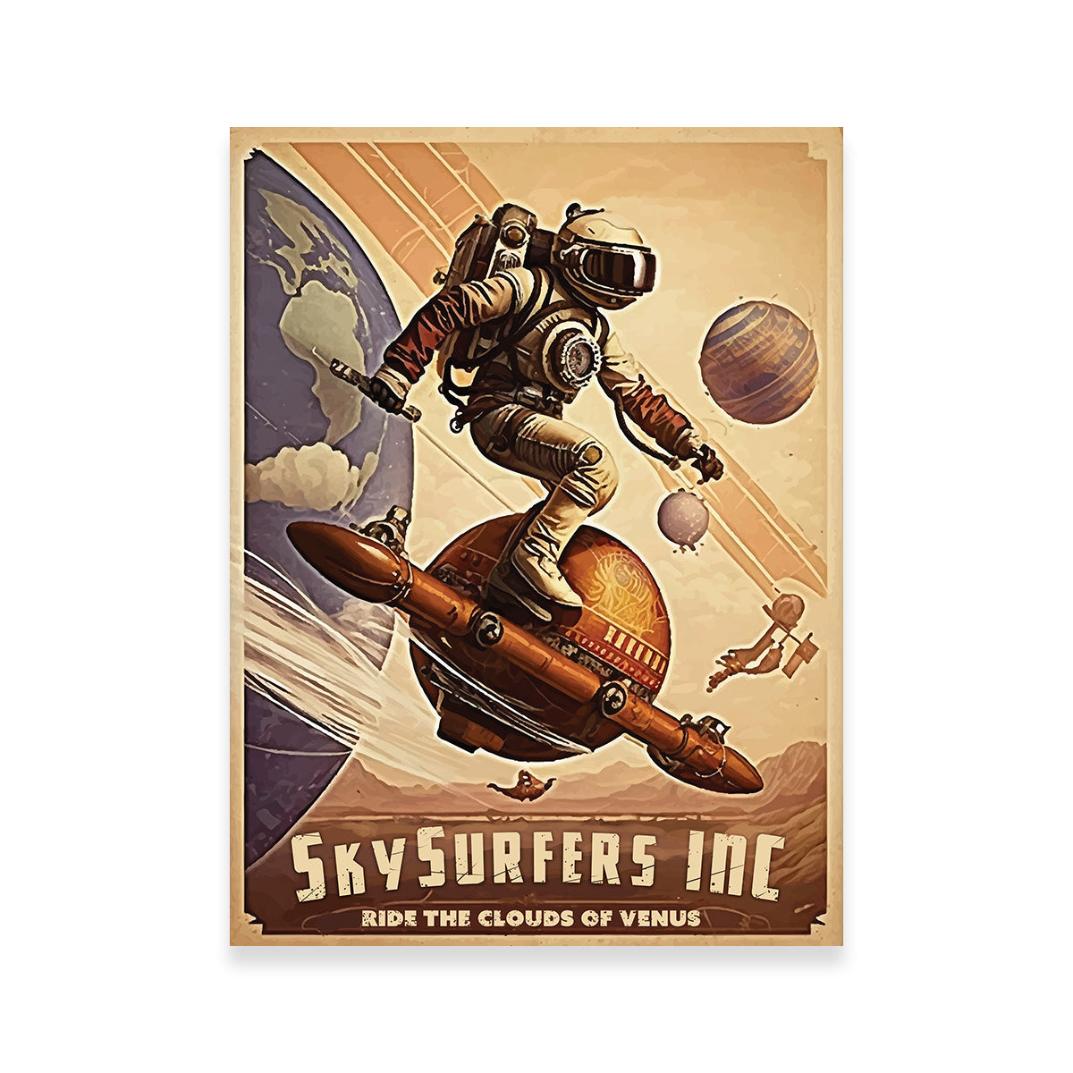 SkySurfers - Ride the Clouds of Venus Wall Art