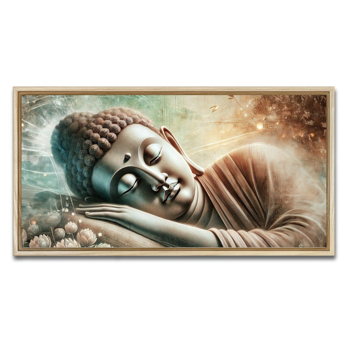 AUTO-MOCKUP WHITE | Sleeping Buddha | 1 Piece | Natural Framed Canvas | group=2x1
