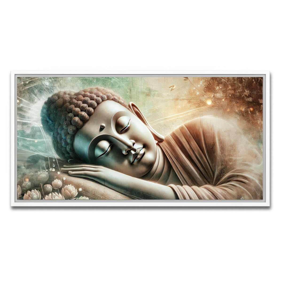 AUTO-MOCKUP WHITE | Sleeping Buddha | 1 Piece | White Framed Canvas | group=2x1