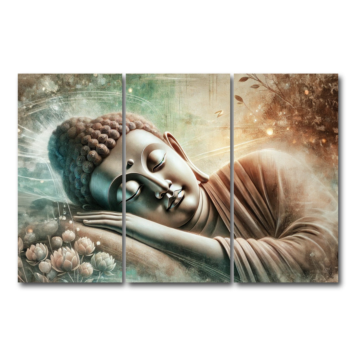 AUTO-MOCKUP WHITE | Sleeping Buddha | 3 Piece | Gallery Wrap Canvas | group=12x24