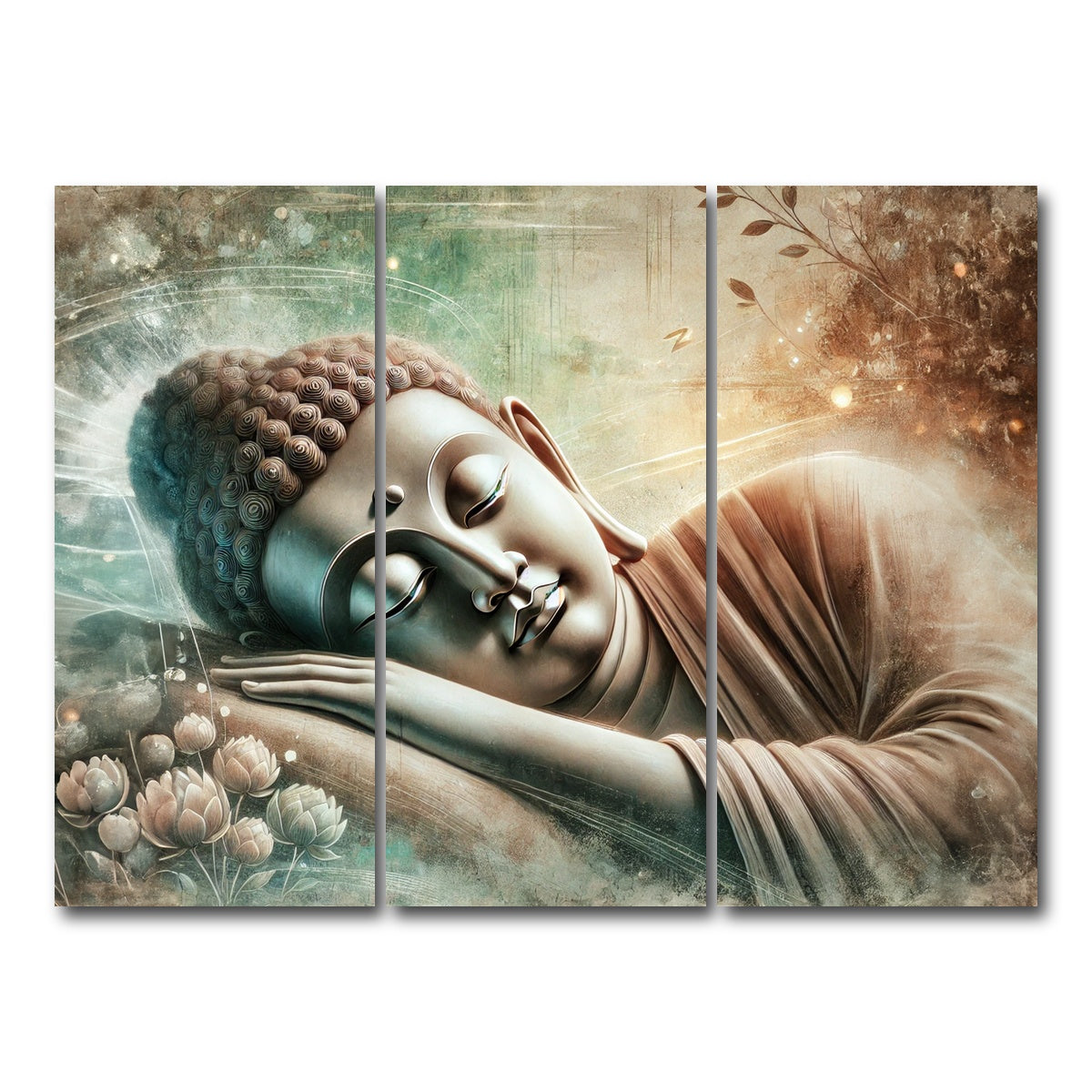 AUTO-MOCKUP WHITE | Sleeping Buddha | 3 Piece | Gallery Wrap Canvas | group=8x18