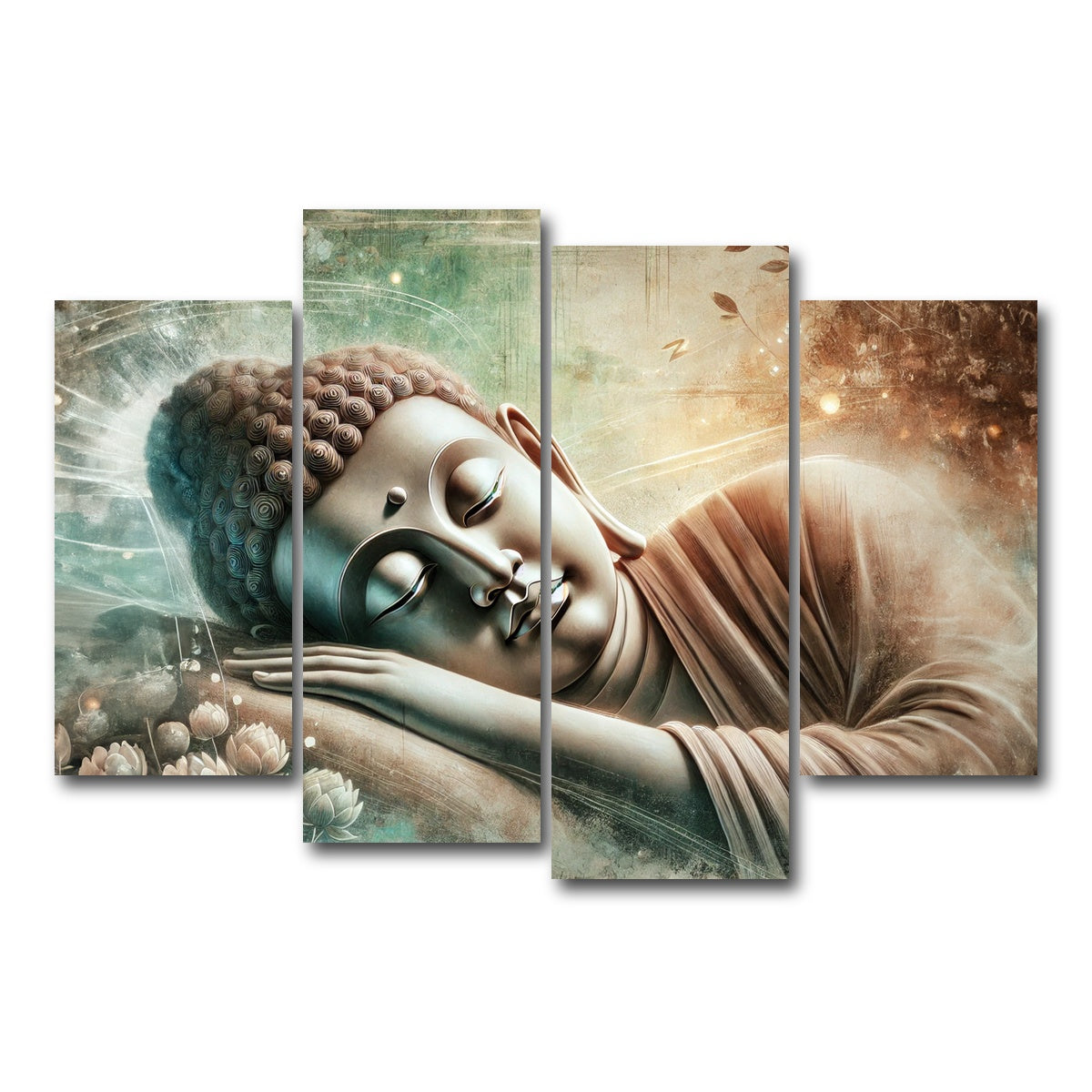 AUTO-MOCKUP WHITE | Sleeping Buddha | 4 Piece | Gallery Wrap Canvas | group=4_short