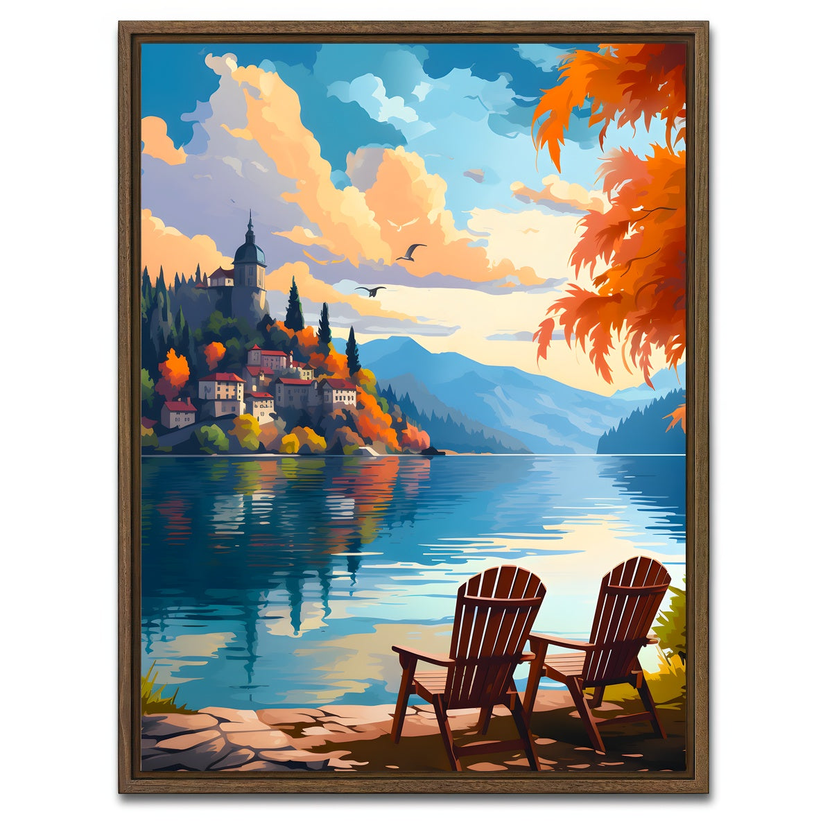 AUTO-MOCKUP WHITE | Slovenia - Bled lake | 1 Piece | Walnut Framed Canvas | group=3x4