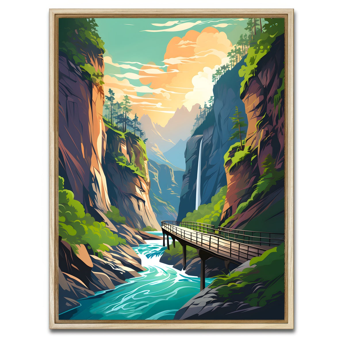 AUTO-MOCKUP WHITE | Slovenia - Vintgar Gorge | 1 Piece | Natural Framed Canvas | group=3x4