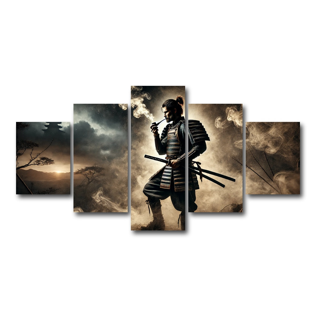 AUTO-MOCKUP WHITE | Smoking Samurai | 5 Piece | Gallery Wrap Canvas | group=5_short
