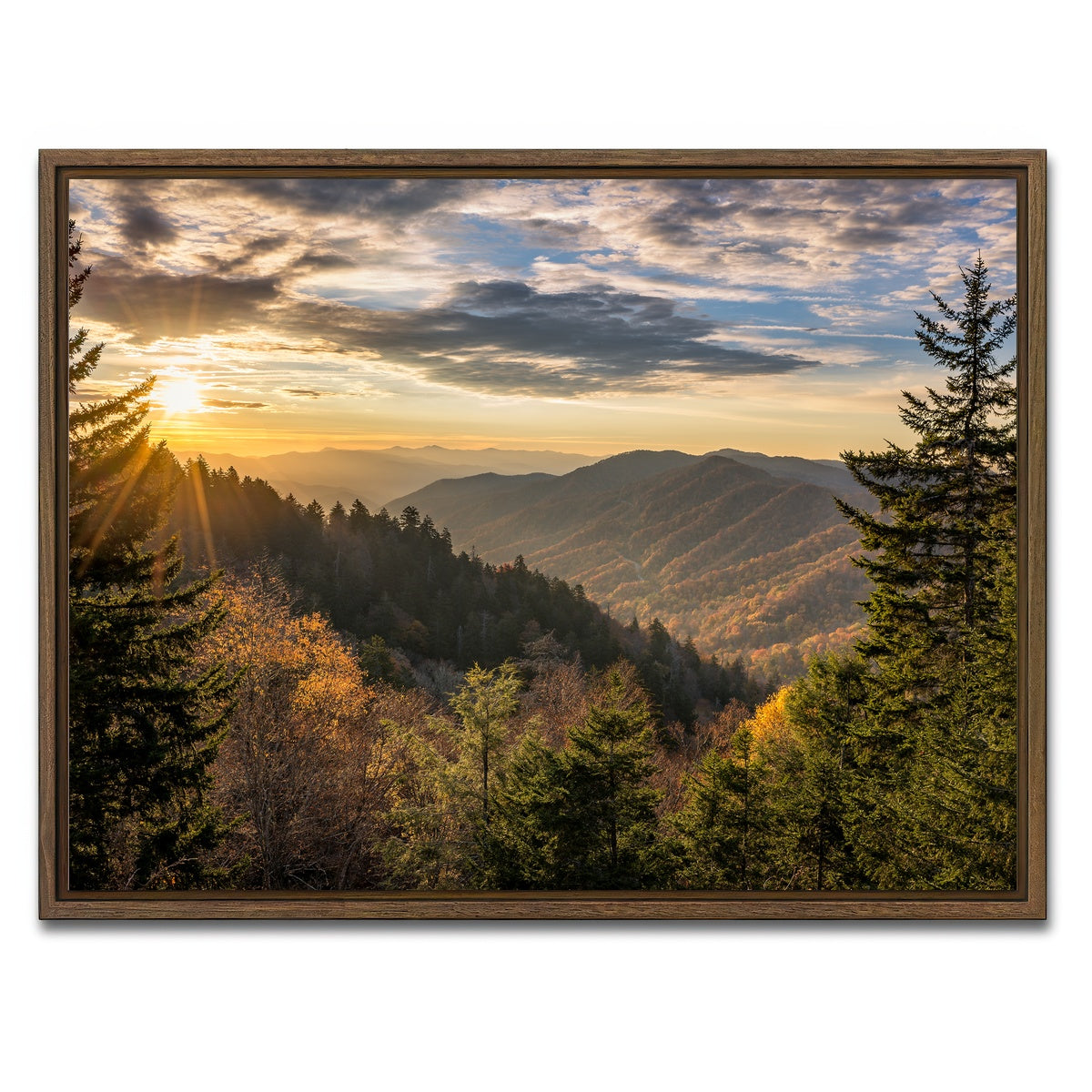 AUTO-MOCKUP WHITE | Smoky Mountains | 1 Piece | Walnut Framed Canvas | group=4x3