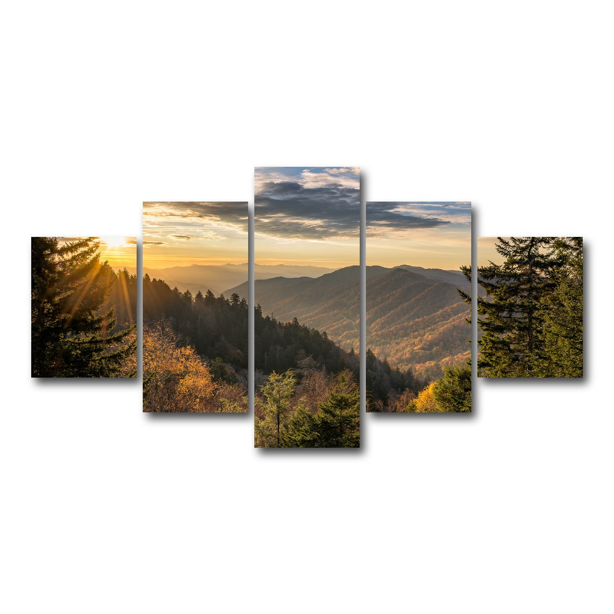 AUTO-MOCKUP WHITE | Smoky Mountains | 5 Piece | Gallery Wrap Canvas | group=5_short