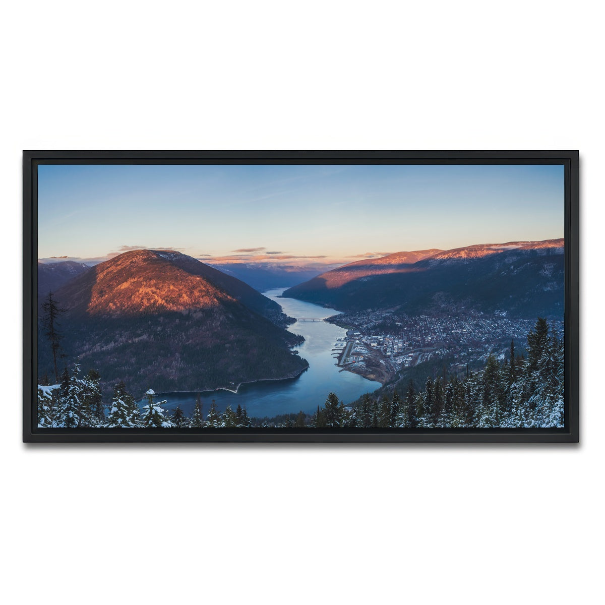 AUTO-MOCKUP WHITE | Snow Capped Creek | 1 Piece | Black Framed Canvas | group=2x1