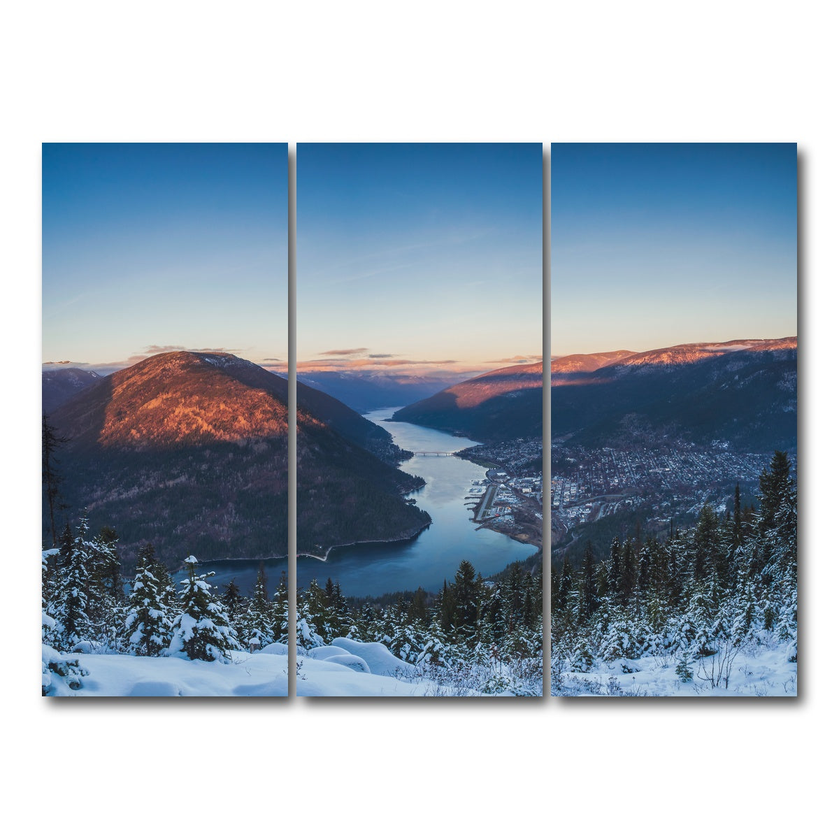 AUTO-MOCKUP WHITE | Snow Capped Creek | 3 Piece | Gallery Wrap Canvas | group=8x18