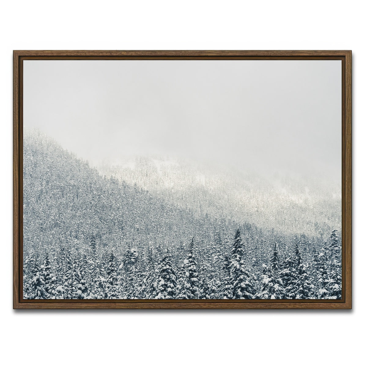 AUTO-MOCKUP WHITE | Snowy Mountains | 1 Piece | Walnut Framed Canvas | group=4x3