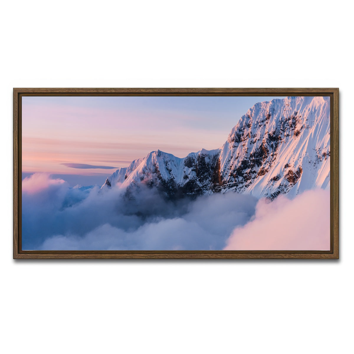 AUTO-MOCKUP WHITE | Snowy Peaks | 1 Piece | Walnut Framed Canvas | group=2x1
