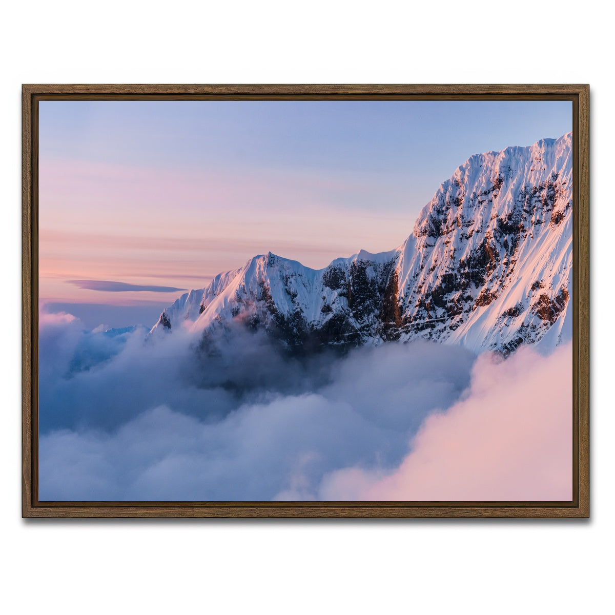 AUTO-MOCKUP WHITE | Snowy Peaks | 1 Piece | Walnut Framed Canvas | group=4x3