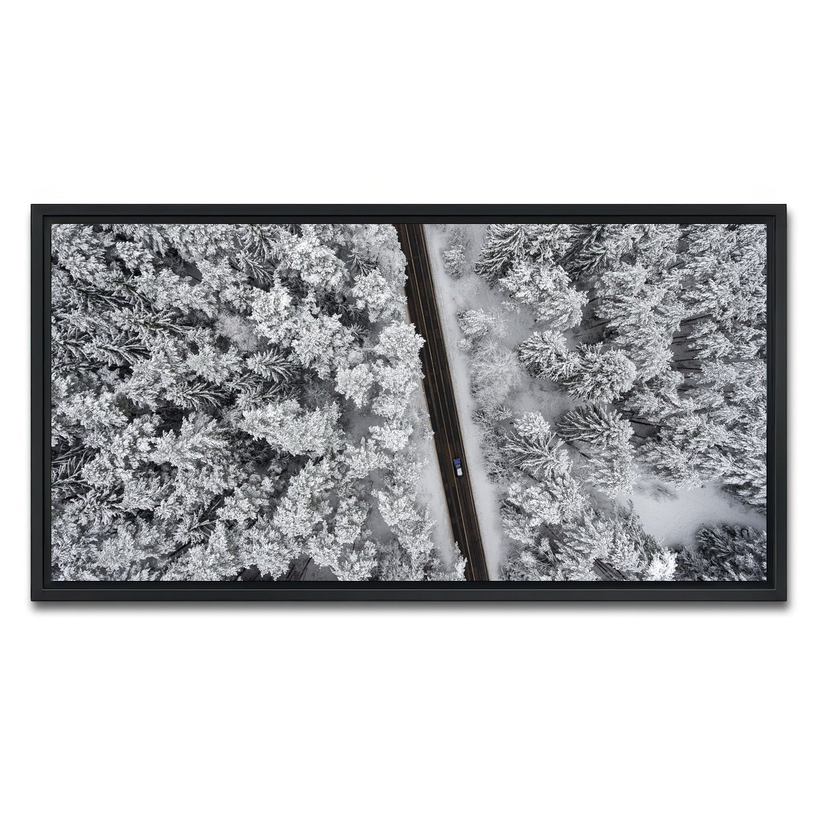 AUTO-MOCKUP WHITE | Snowy Road | 1 Piece | Black Framed Canvas | group=2x1