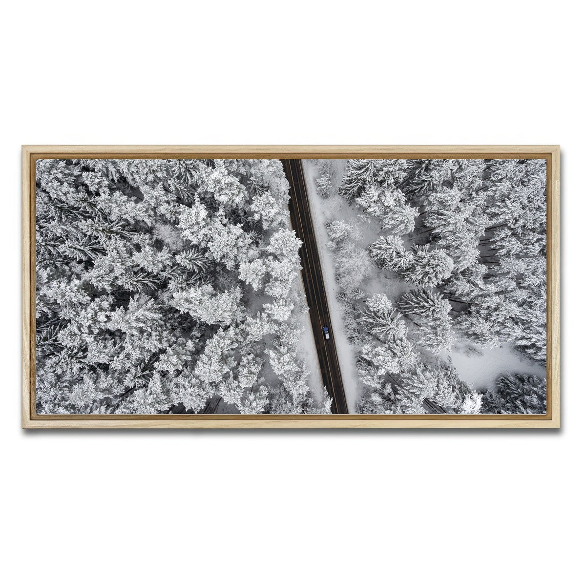 AUTO-MOCKUP WHITE | Snowy Road | 1 Piece | Natural Framed Canvas | group=2x1