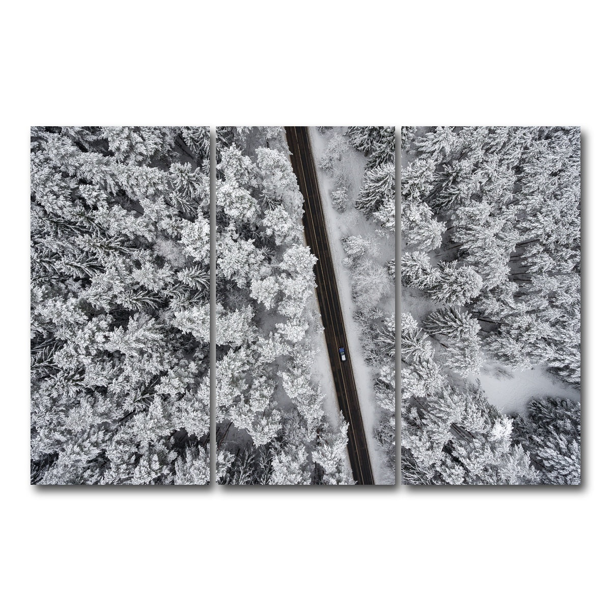 AUTO-MOCKUP WHITE | Snowy Road | 3 Piece | Gallery Wrap Canvas | group=12x24