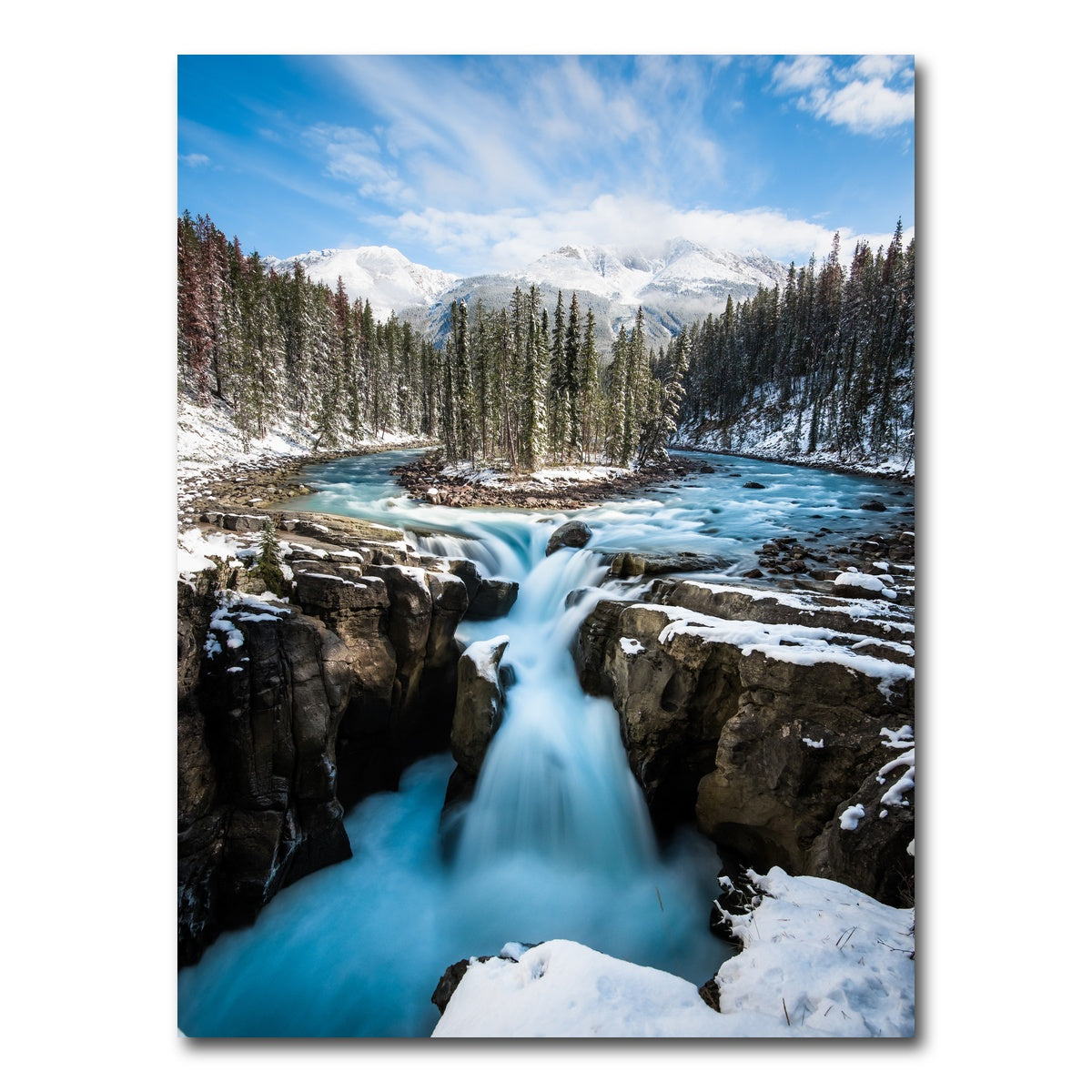 AUTO-MOCKUP WHITE | Snowy Sunwapta Falls | 1 Piece | Gallery Wrap Canvas | group=3x4