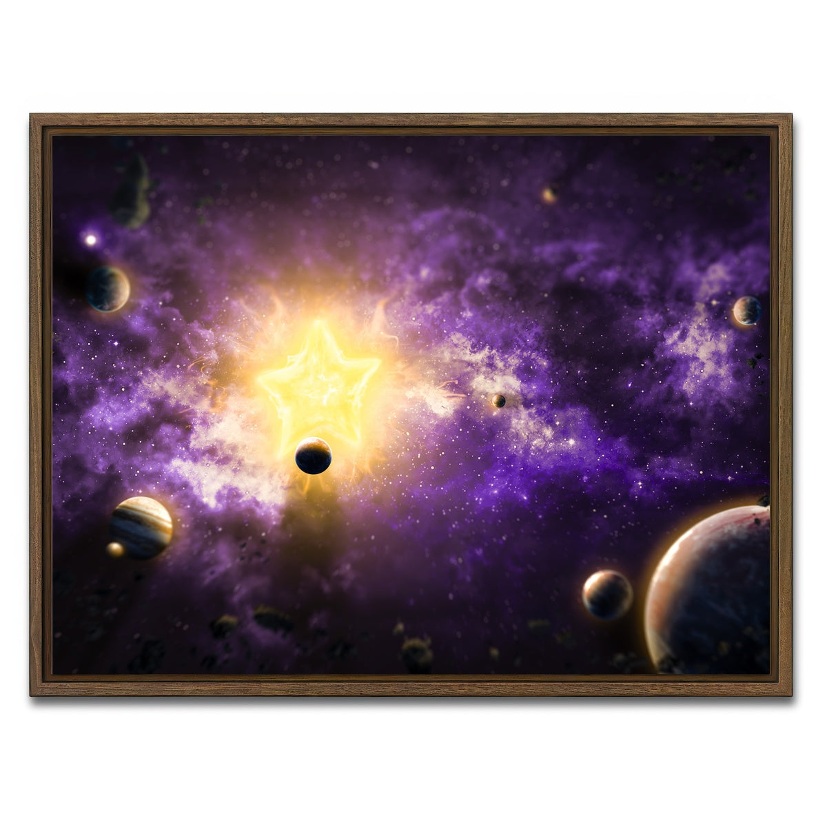 AUTO-MOCKUP WHITE | Solar System | 1 Piece | Walnut Framed Canvas | group=4x3