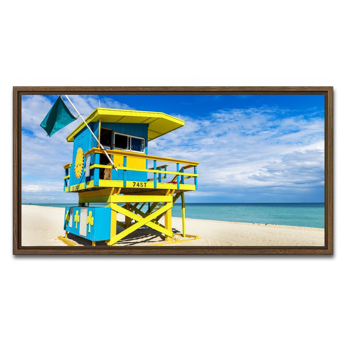 AUTO-MOCKUP WHITE | South Beach Lifeguard Tower | 1 Piece | Walnut Framed Canvas | group=2x1