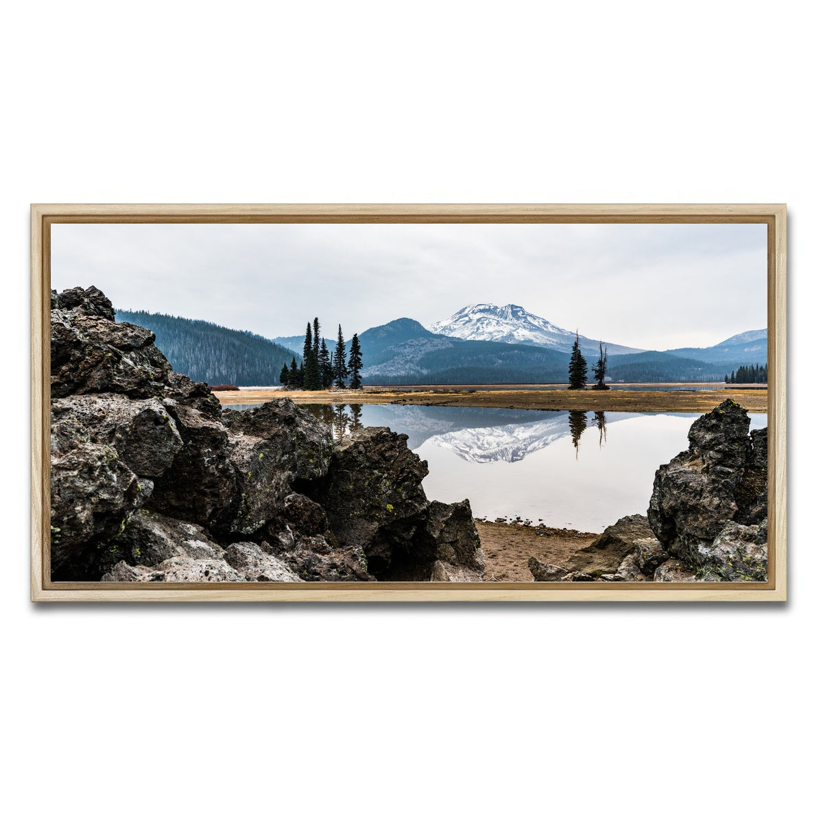 AUTO-MOCKUP WHITE | South Sister Mountain - Sparks Lake | 1 Piece | Natural Framed Canvas | group=2x1