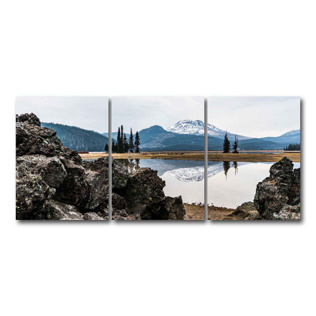 AUTO-MOCKUP WHITE | South Sister Mountain - Sparks Lake | 3 Piece | Gallery Wrap Canvas | group=18x24