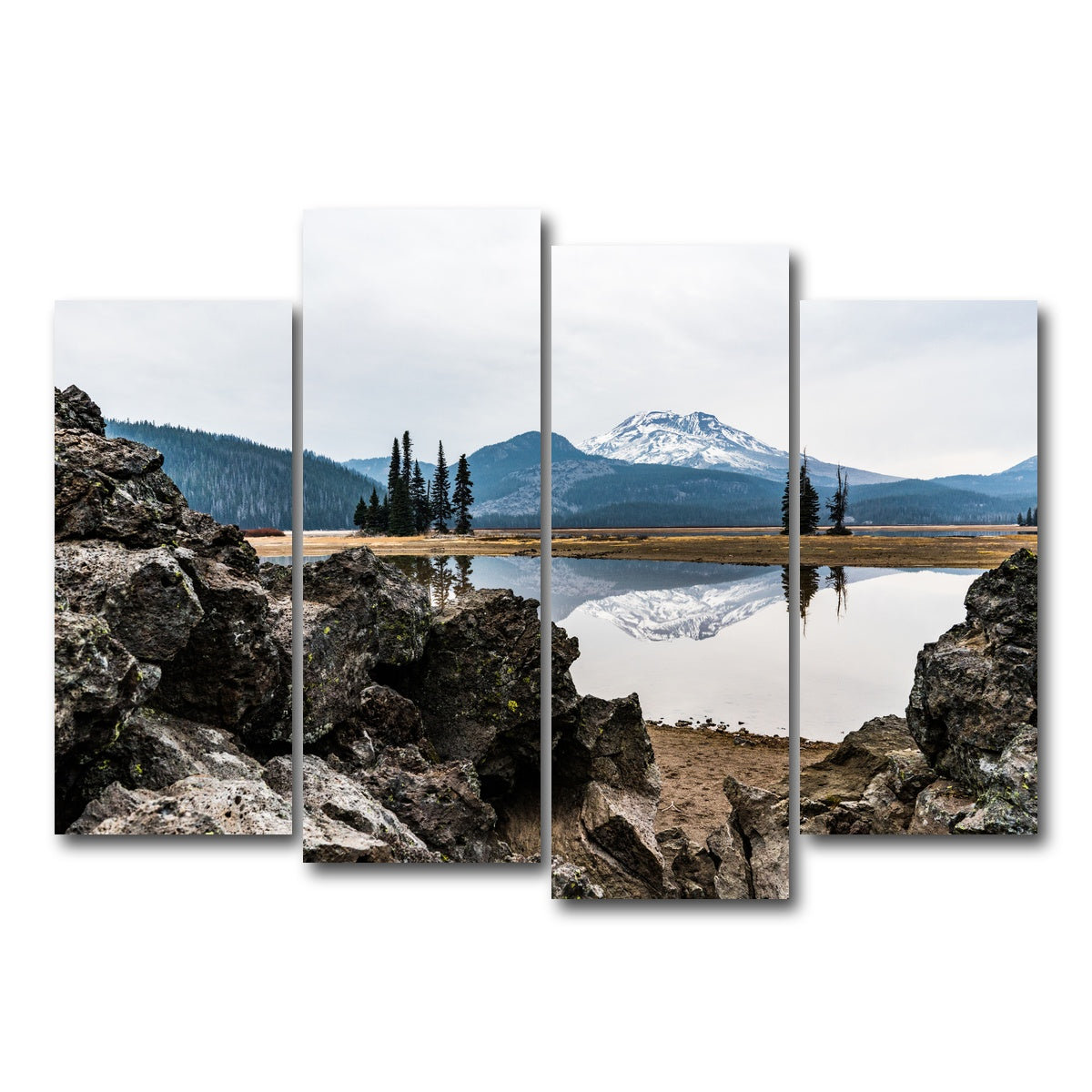 AUTO-MOCKUP WHITE | South Sister Mountain - Sparks Lake | 4 Piece | Gallery Wrap Canvas | group=4_normal