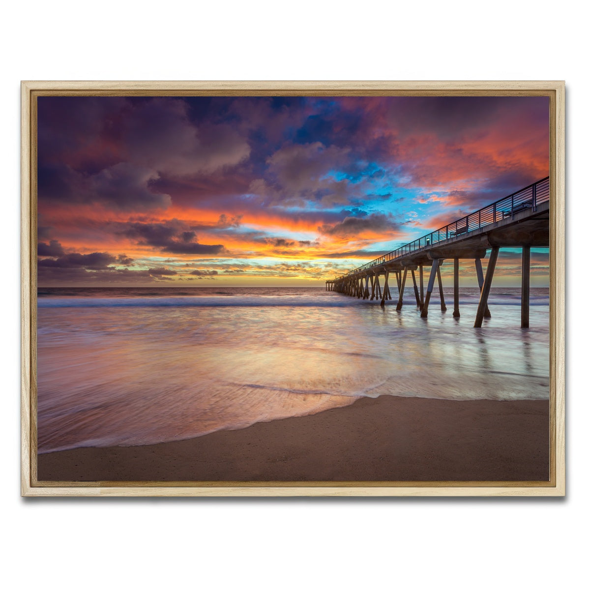 AUTO-MOCKUP WHITE | Southern California Pier at Sunset | 1 Piece | Natural Framed Canvas | group=4x3