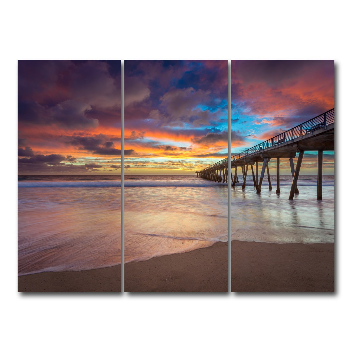 AUTO-MOCKUP WHITE | Southern California Pier at Sunset | 3 Piece | Gallery Wrap Canvas | group=8x18