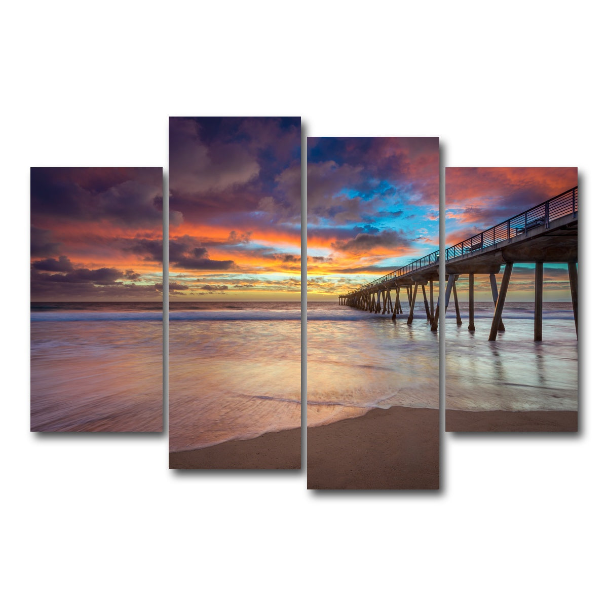 AUTO-MOCKUP WHITE | Southern California Pier at Sunset | 4 Piece | Gallery Wrap Canvas | group=4_short