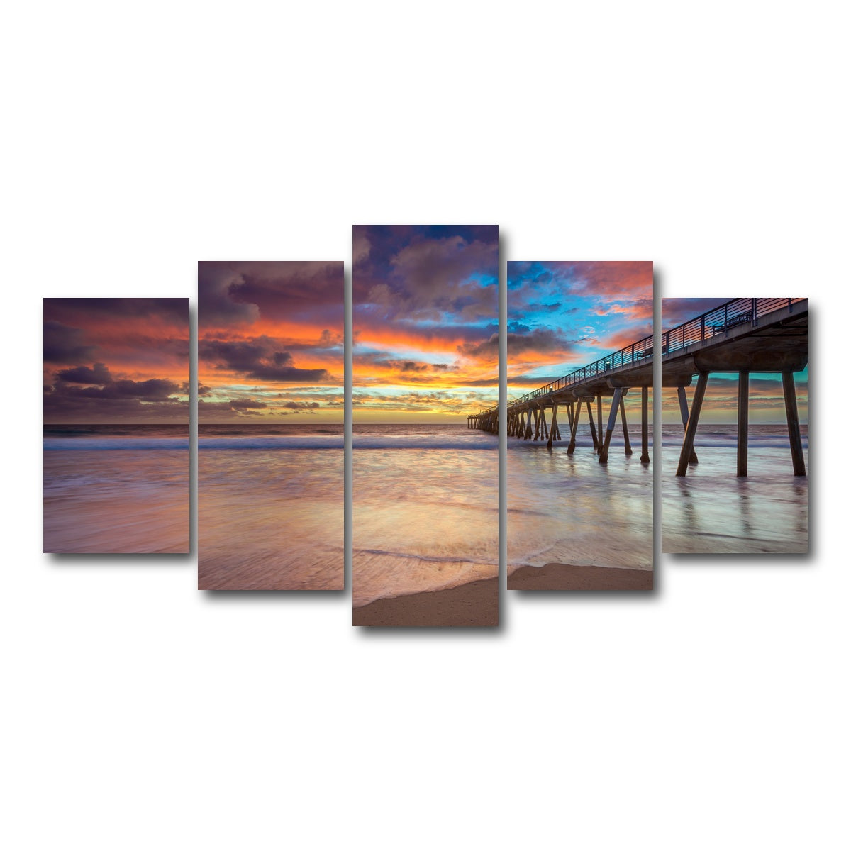 AUTO-MOCKUP WHITE | Southern California Pier at Sunset | 5 Piece | Gallery Wrap Canvas | group=5_normal