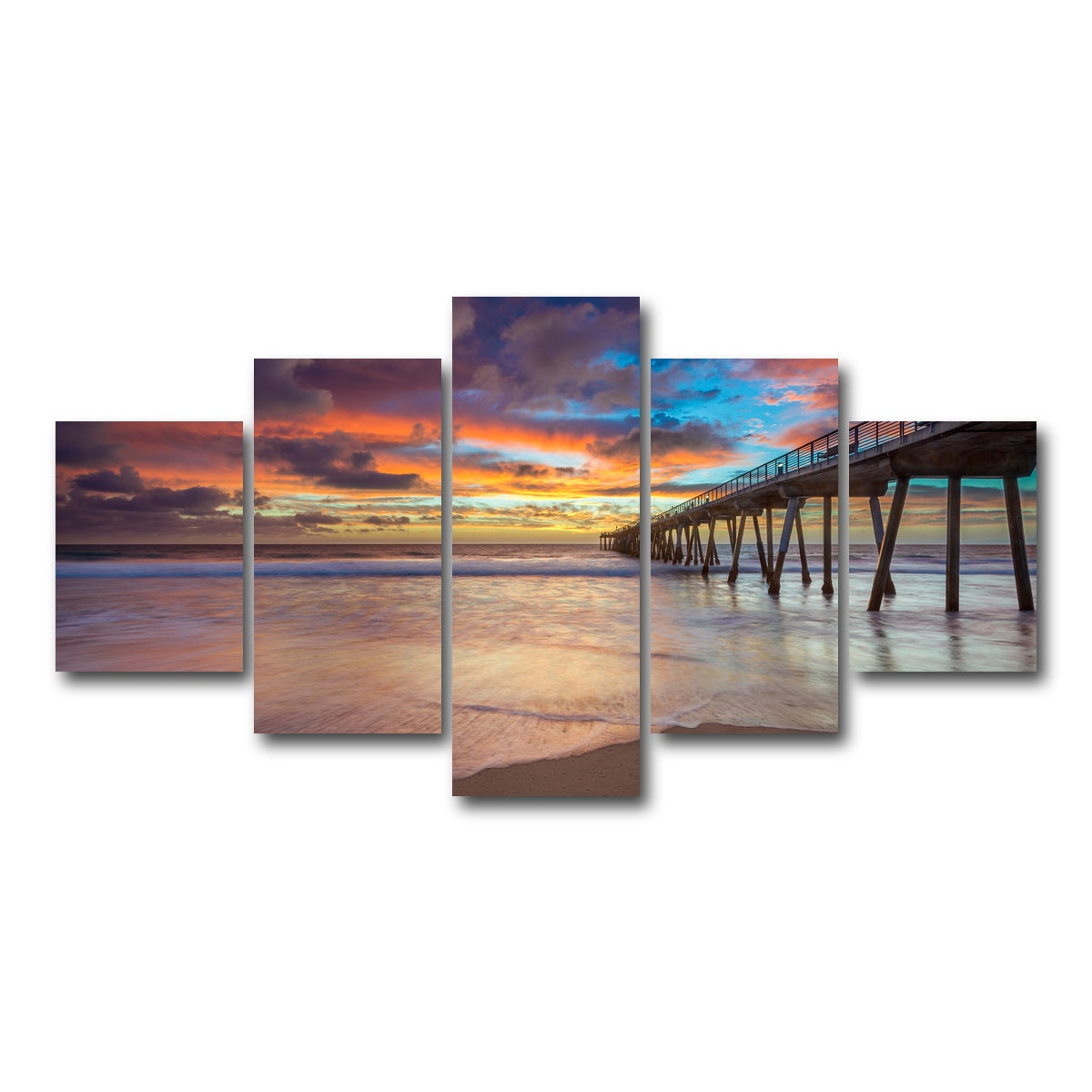 AUTO-MOCKUP WHITE | Southern California Pier at Sunset | 5 Piece | Gallery Wrap Canvas | group=5_short