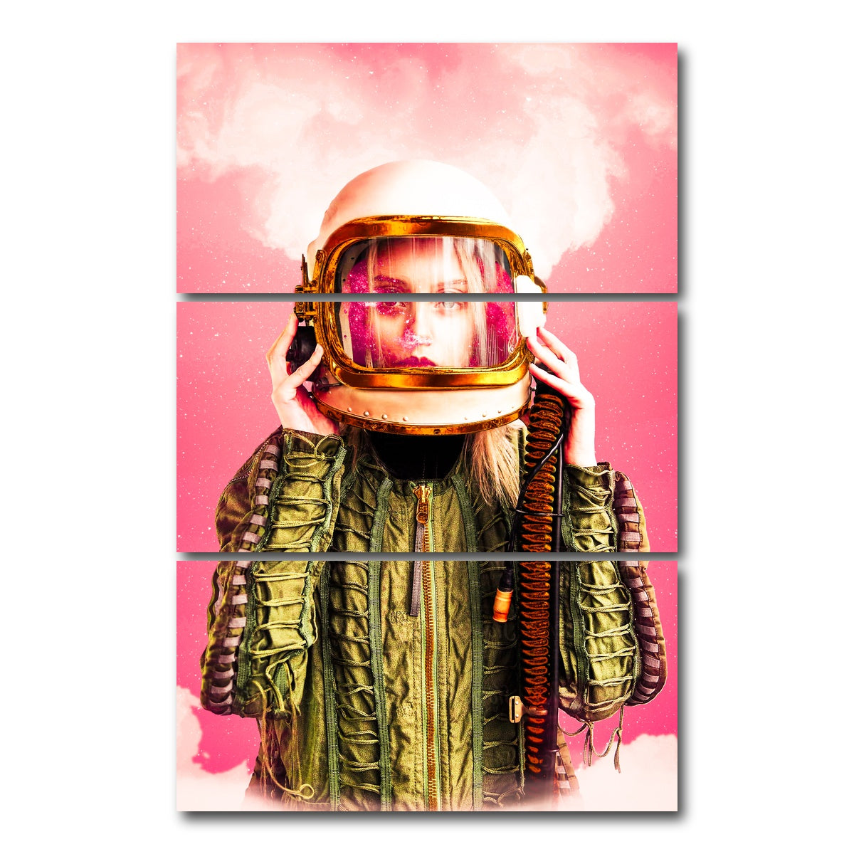 AUTO-MOCKUP WHITE | Space Girl | 3 Piece | Gallery Wrap Canvas | group=12x24_stacked