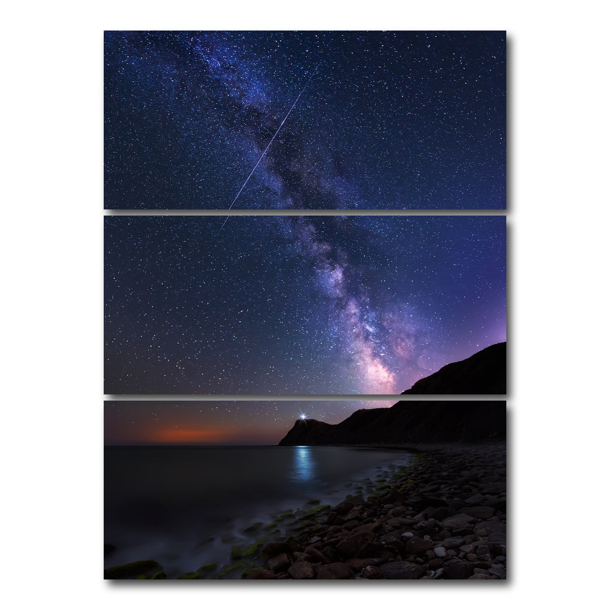AUTO-MOCKUP WHITE | Space Lighthouse | 3 Piece | Gallery Wrap Canvas | group=8x18_stacked