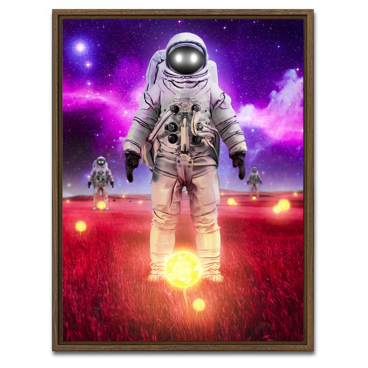 AUTO-MOCKUP WHITE | Space sunflowers | 1 Piece | Walnut Framed Canvas | group=3x4