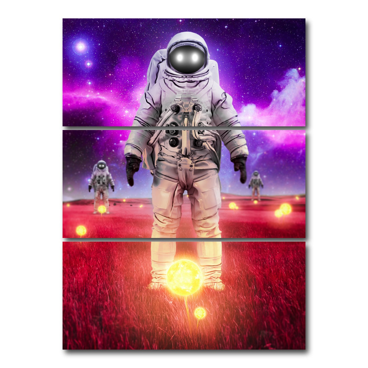 AUTO-MOCKUP WHITE | Space sunflowers | 3 Piece | Gallery Wrap Canvas | group=8x18_stacked