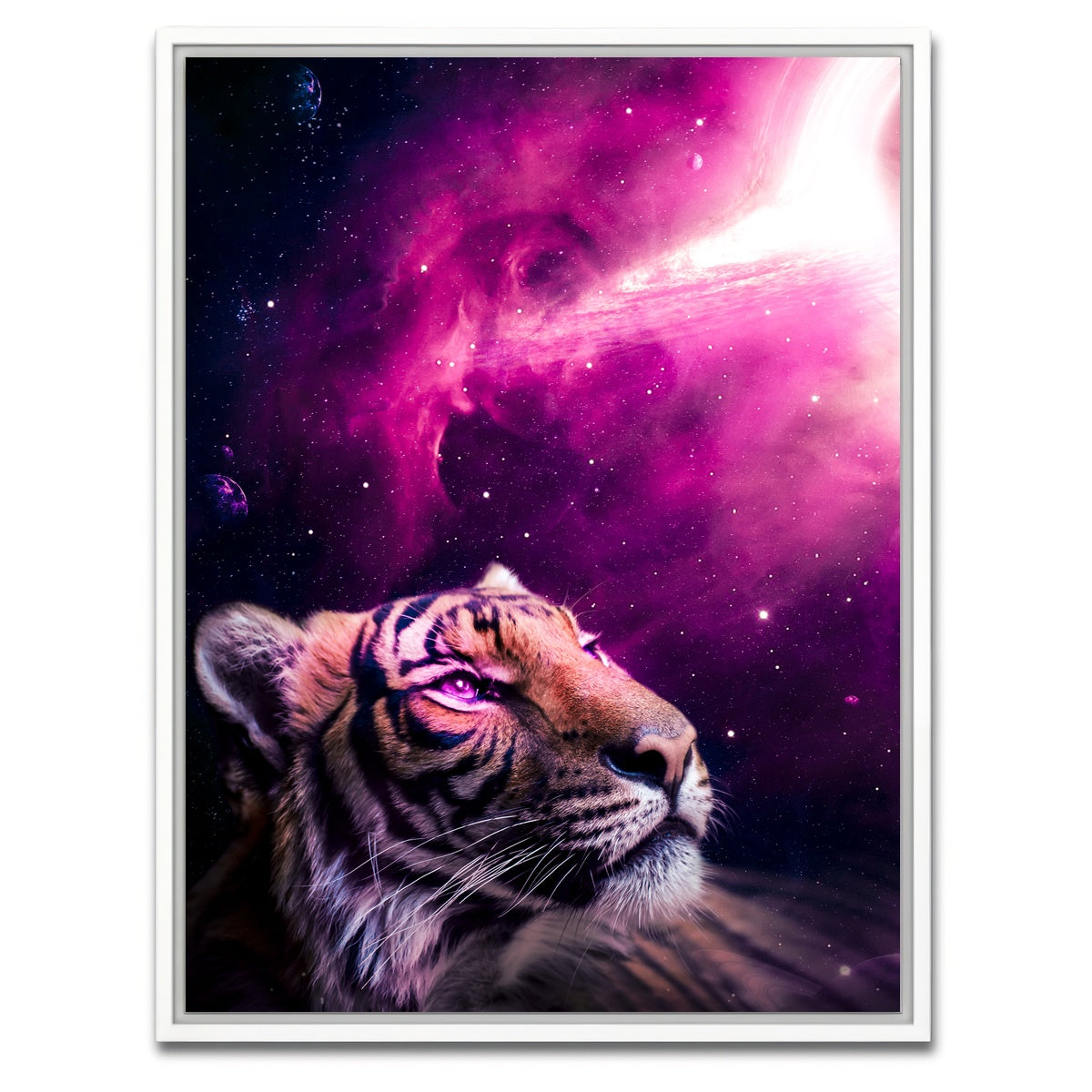 AUTO-MOCKUP WHITE | Space tiger | 1 Piece | White Framed Canvas | group=3x4