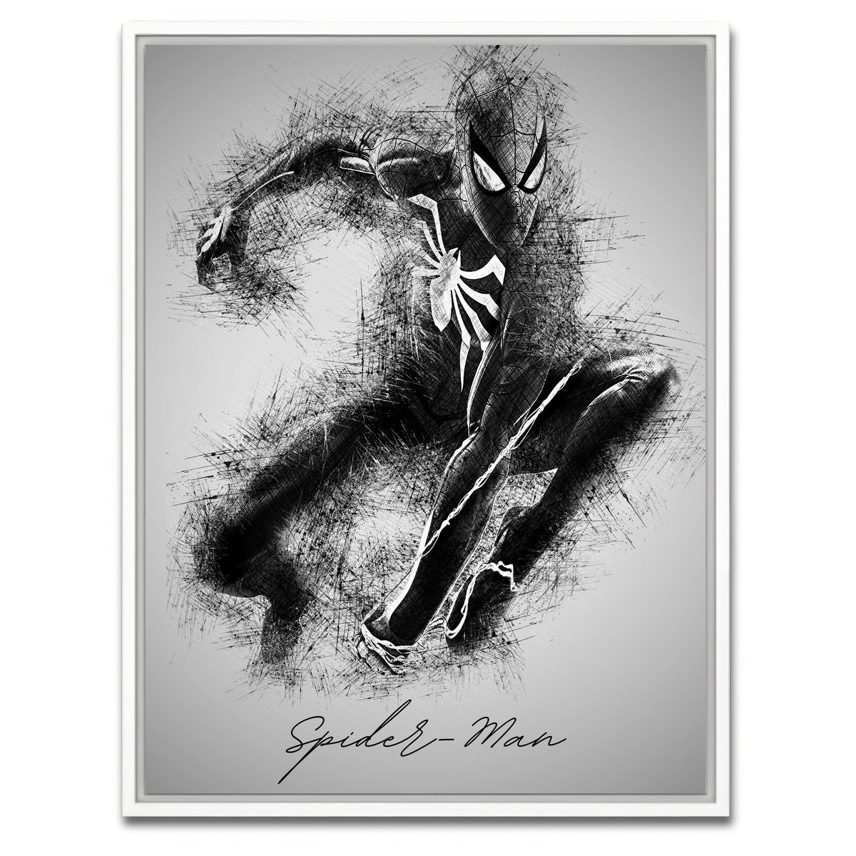 AUTO-MOCKUP WHITE | Spider-Man Sketch | 1 Piece | White Framed Canvas | group=3x4