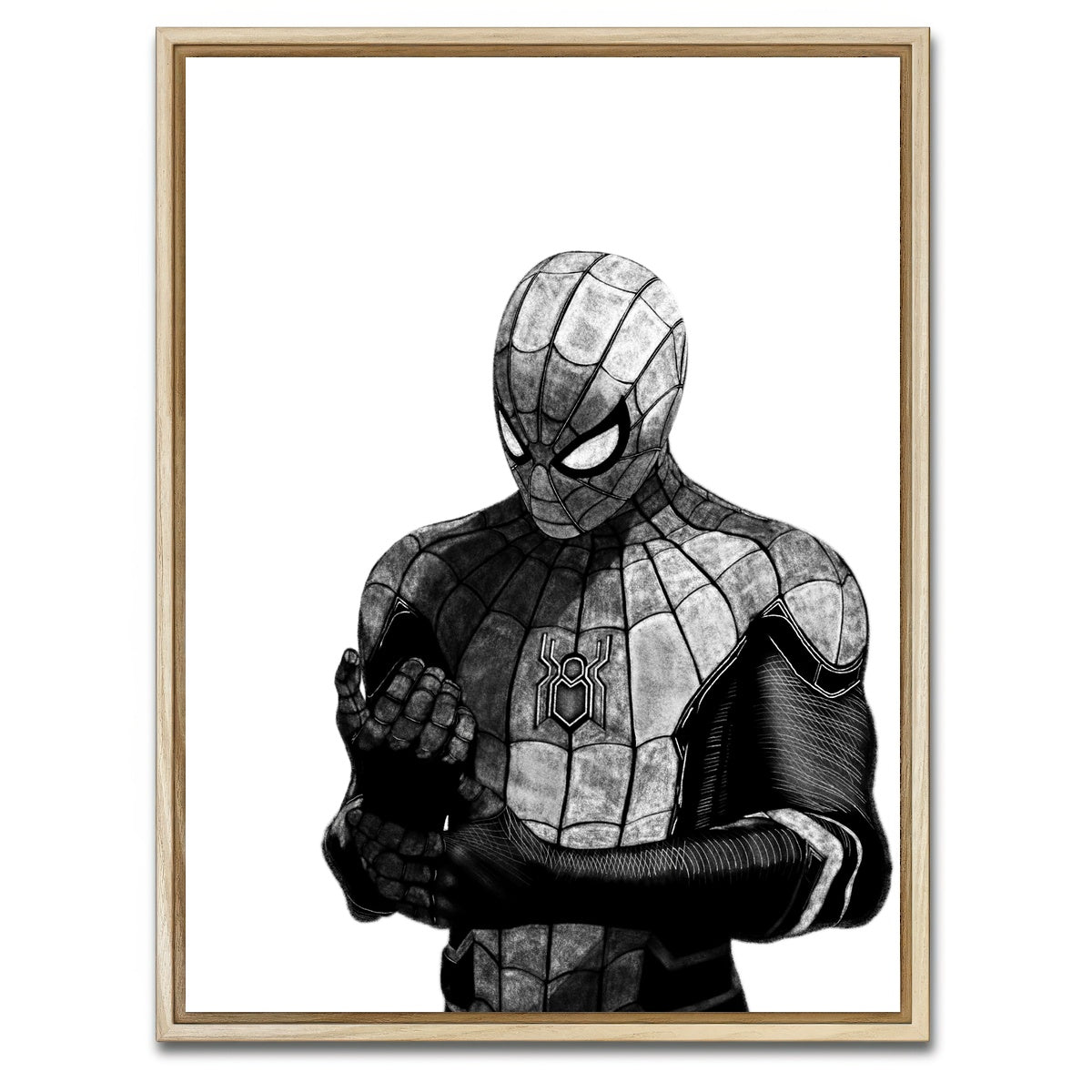 AUTO-MOCKUP WHITE | Spiderman Sketch | 1 Piece | Natural Framed Canvas | group=3x4