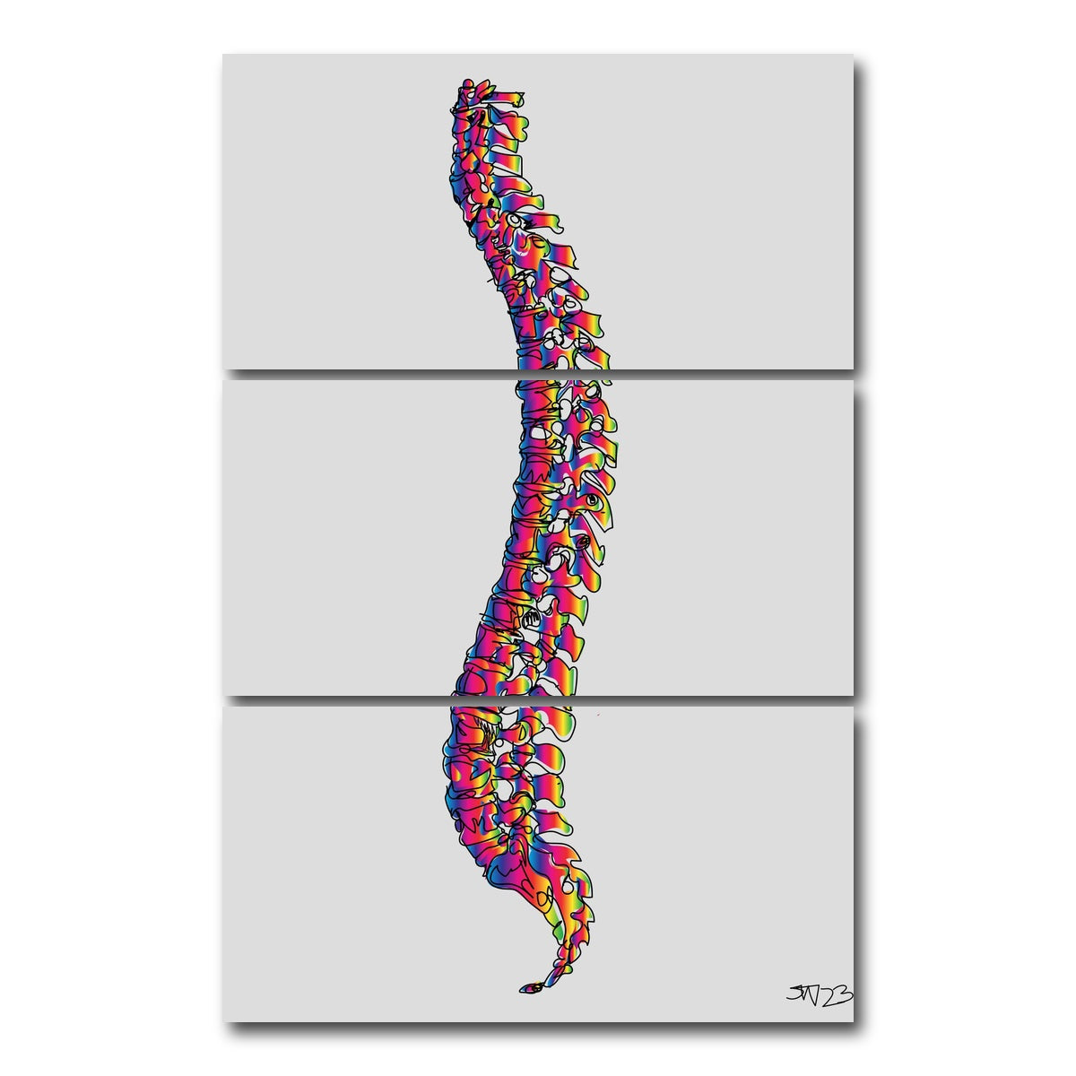 AUTO-MOCKUP WHITE | Spine Drawing | 3 Piece | Gallery Wrap Canvas | group=12x24_stacked