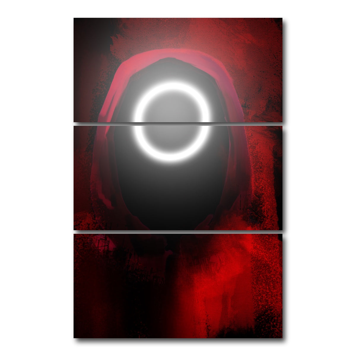 AUTO-MOCKUP WHITE | Squid Game Circle | 3 Piece | Gallery Wrap Canvas | group=12x24_stacked