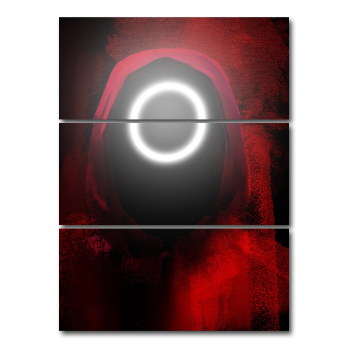 AUTO-MOCKUP WHITE | Squid Game Circle | 3 Piece | Gallery Wrap Canvas | group=8x18_stacked