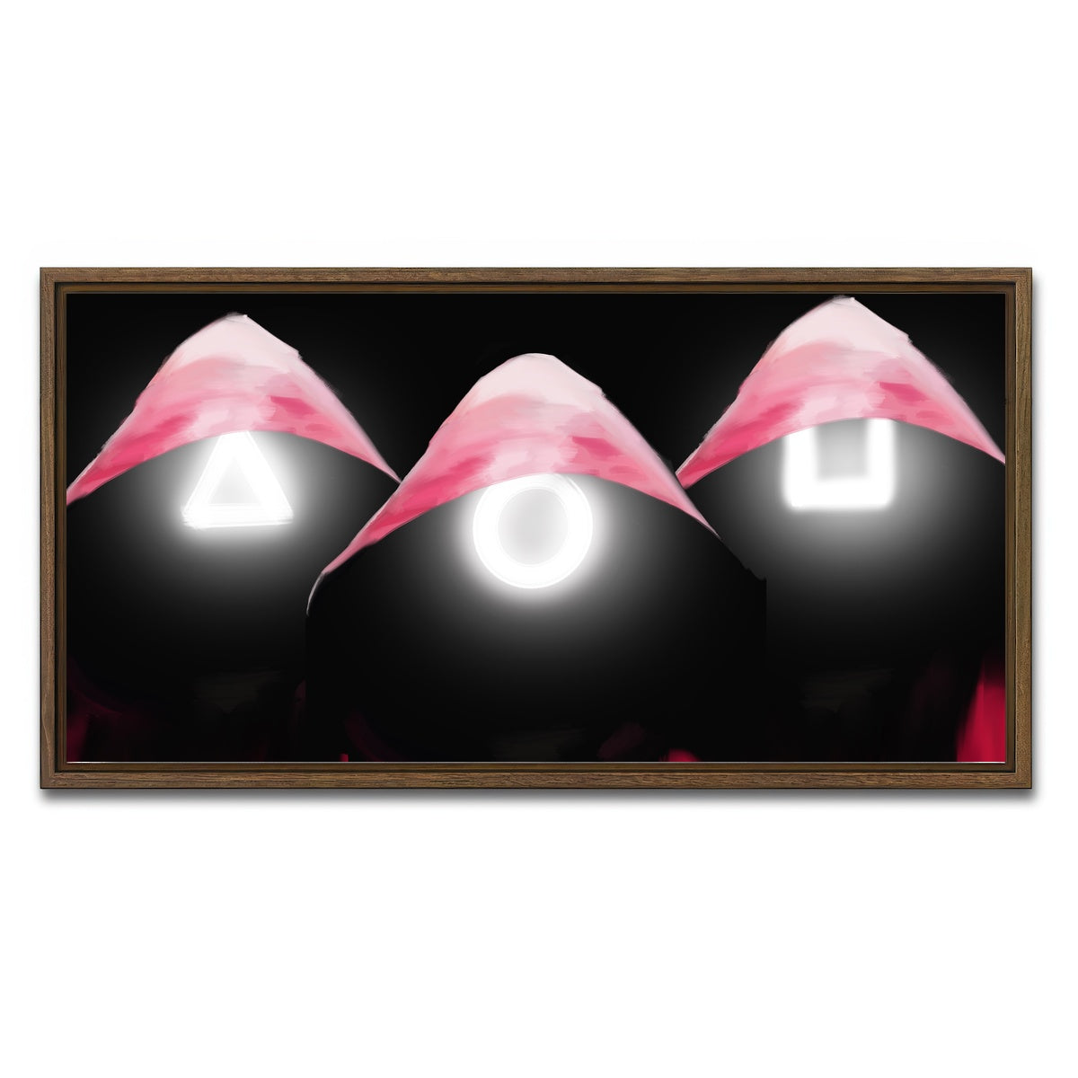 AUTO-MOCKUP WHITE | Squid Game Enforcers | 1 Piece | Walnut Framed Canvas | group=2x1